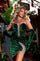 Cocktail Dresses Short Velvet Beaded Cocktail Dress Green