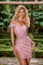 Cocktail Dresses Fitted Slit Short Cocktail Dress Pink