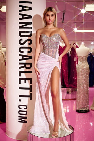 Portia and Scarlett PS24850C Beaded Long Prom Dress
