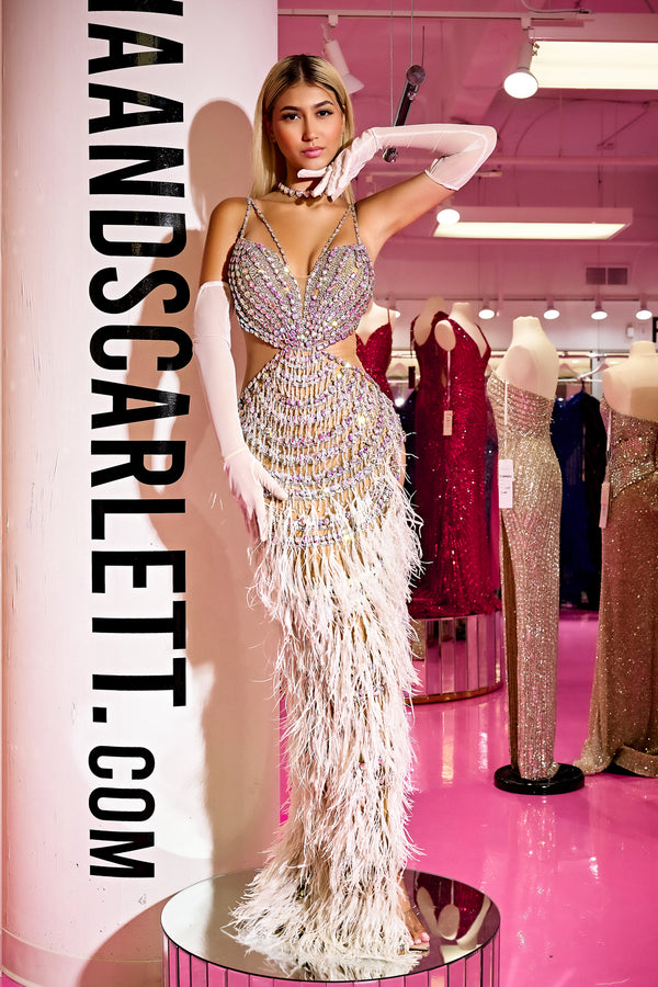 Portia and Scarlett PS24861C  Long Beaded Prom Dress