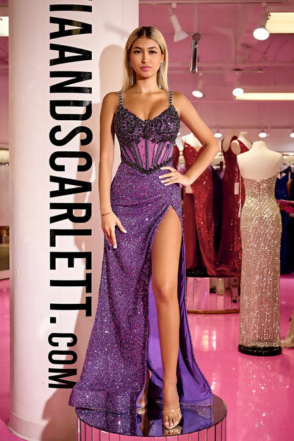 Prom Dresses Long Sequins Formal Prom Dress Purple