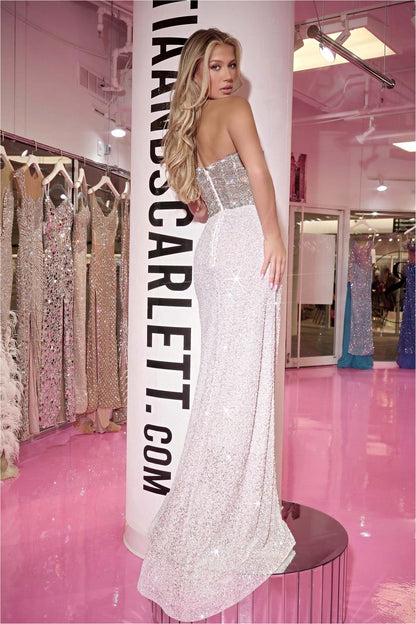 Prom Dresses Long Sequins Prom Dress Silver Nude