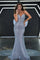 Prom Dresses Long Beaded Fitted Formal Prom Dress Silver