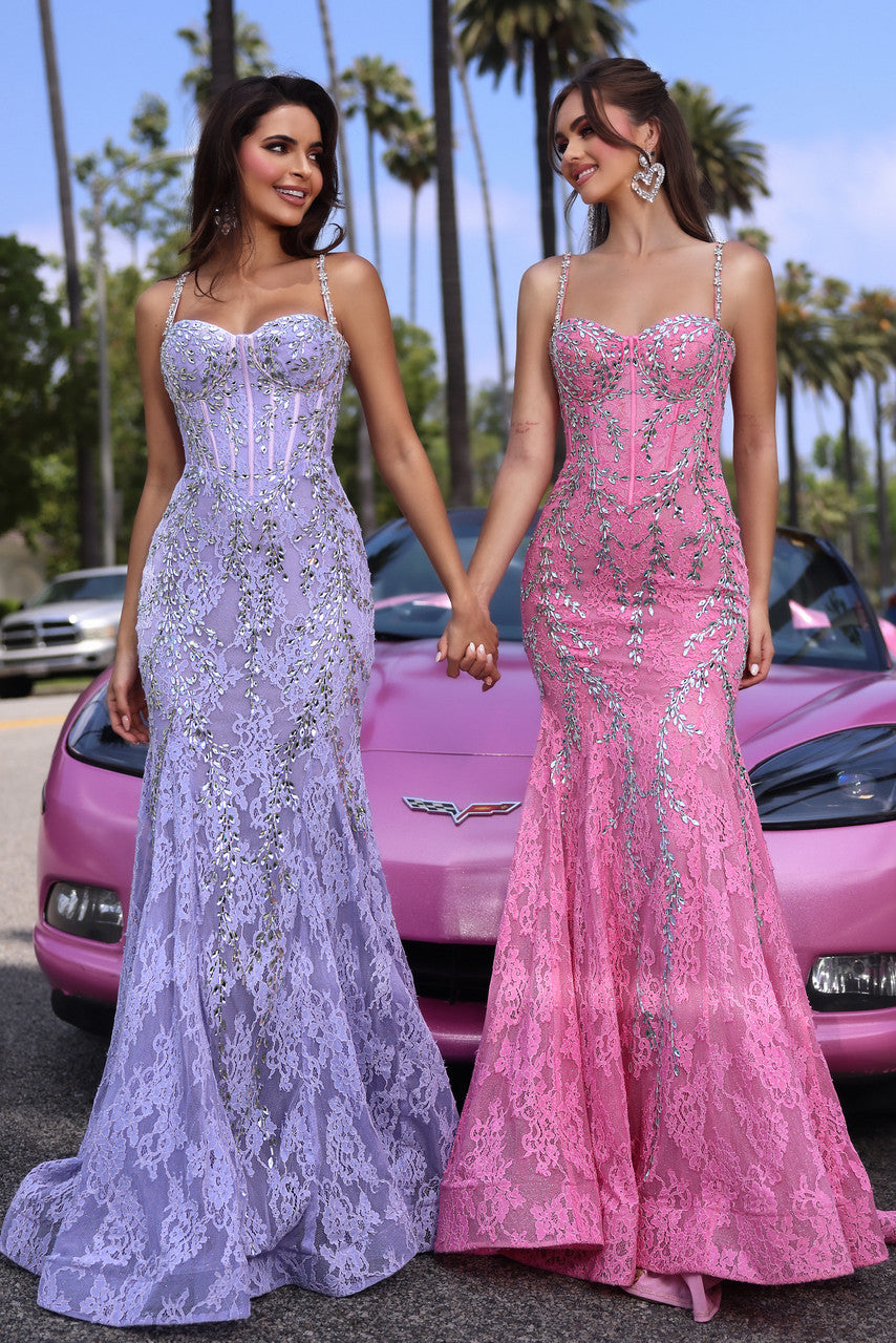 Prom Dresses  Long Formal Beaded Lace Prom Dress Lilac/Silver