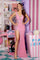 Prom Dresses Beaded Slit Long Formal Fitted Prom Dress Pink AB