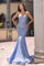 Prom Dresses Prom Long Mermaid Formal Lace Dress Blue
