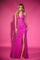 Prom Dresses Long Formal Beaded Slit Lace Prom Dress Fuchsia