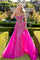 Prom Dresses Fitted Long Formal Overskirt Prom Dress Fuchsia