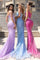 Prom Dresses Glitter Prom Long Beaded Applique Formal Dress Blue
