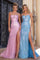 Prom Dresses Prom Long Fitted Slit Formal Evening Dress Blue