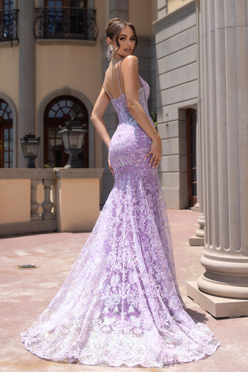 chinese dress ladies Portia and Scarlett PS25234 Long Mermaid Formal Glitter Corset Prom Dress