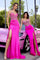 Prom Dresses Beaded Slit Long Formal Slit Prom Dress  Hot Pink