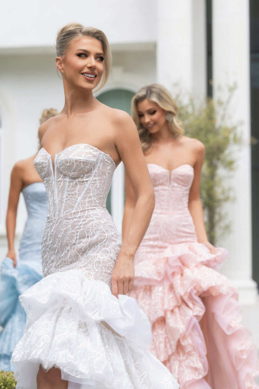 Prom Dresses Long Mermaid Formal Lace Corset Prom Dress  Ivory/Nude