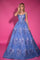 Prom Dresses Prom Long Print Glitter Ball Gown Blue