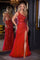 Prom Dresses Fitted Slit Long Formal Prom Gown Red