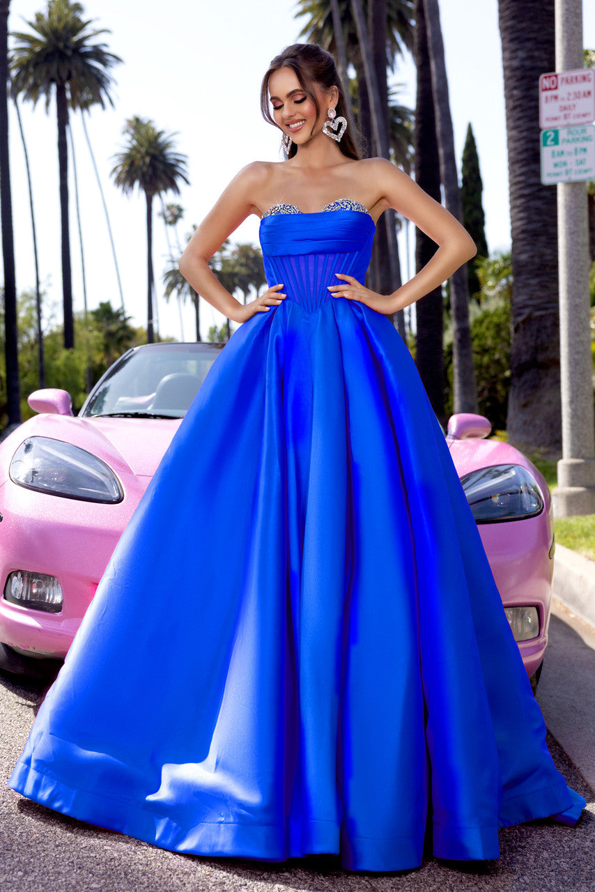 Prom Dresses  Beaded Long Ball Gown Corset Prom Dress Royal