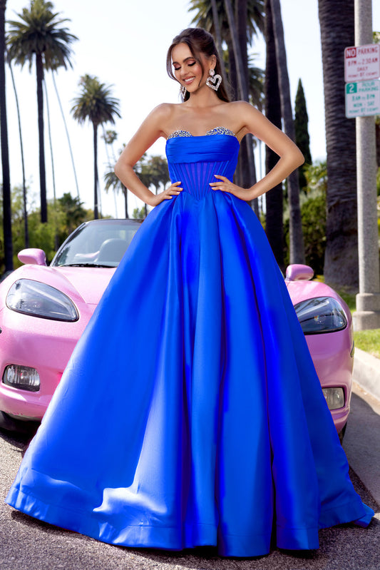 Prom Dresses  Beaded Long Ball Gown Corset Prom Dress Royal
