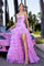 Prom Dresses A Line Long Formal Glitter Beaded Prom Dress Pink