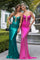 Prom Dresses Beaded Long Metallic Formal Fitted Prom Dress Emerald