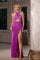 Prom Dresses Prom Long Beaded Slit Formal Fitted Dress Magenta