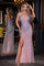 Prom Dresses Prom Fitted Slit Evening Prom Gown Pink/Silver