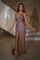 Prom Dresses Prom Long Fitted Formal Slit Gown Pink/Silver