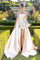 Prom Dresses Long Overskirt Formal Beaded A Line Prom Dress Champagne