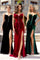 Prom Dresses Fitted Long Formal Velvet Slit Prom Dress Black