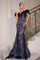 Prom Dresses Fitted Long Formal Feather Evening Prom Dress Navy