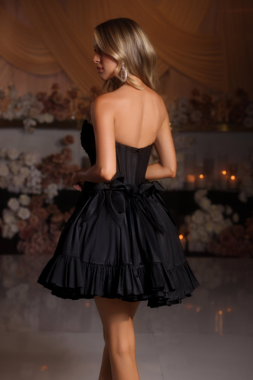 Cocktail Dresses Short Homecoming Pleated Cocktail Dress Black