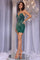 Cocktail Dresses Slit Beaded Cocktail Short Dress Emerald