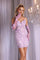 Cocktail Dresses Cocktail Fitted Short Floral Dress Lilac