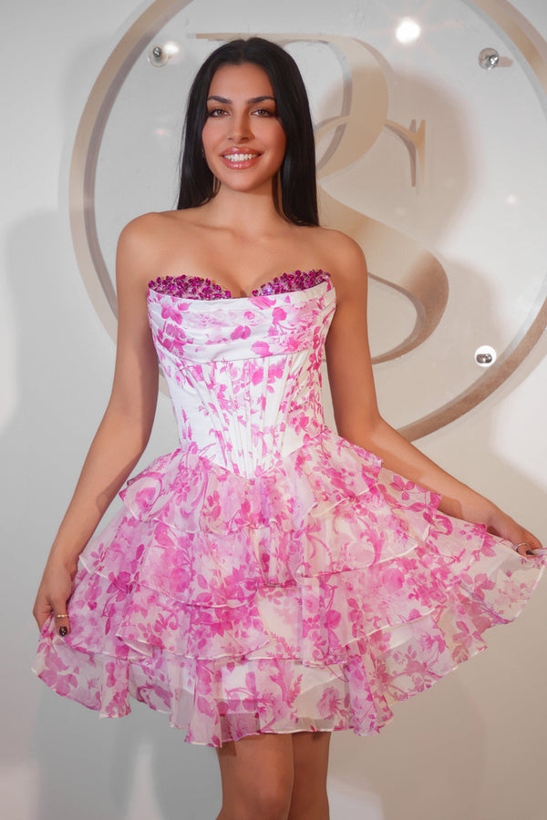 Portia and Scarlett PS25798 Short Beaded Corset A Line Homecoming Dress
