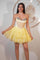 Cocktail Dresses Beaded Short Homecoming A Line Prom Dress Yellow