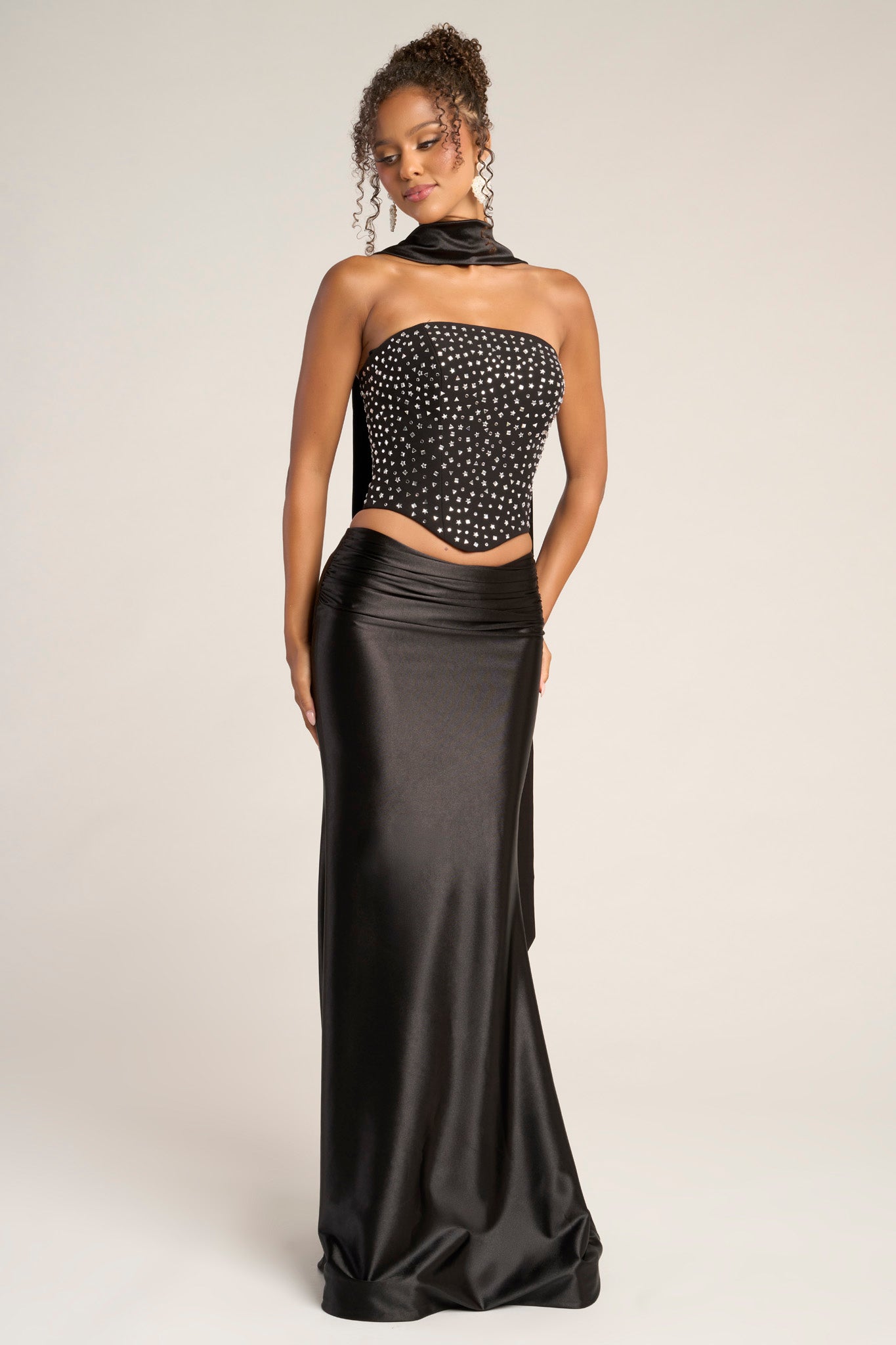 Prom Dresses Long Formal Fitted Beaded Prom Dress Portia and Scarlett PS26042 Black
