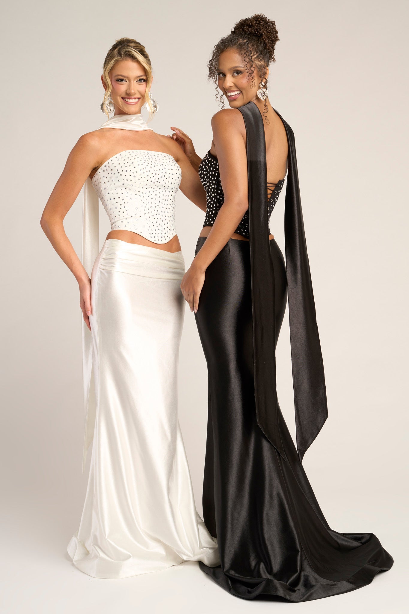 Prom Dresses Long Formal Fitted Beaded Prom Dress Portia and Scarlett PS26042 White