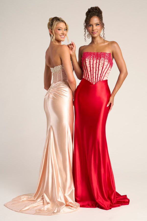 Fitted Beaded Long Formal Corset Prom Dress Portia and Scarlett PS26094