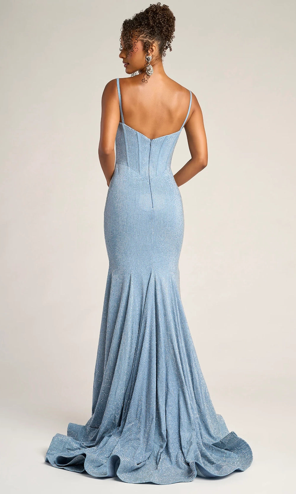 Denim Silver Sweetheart Floor-Length Beaded Mermaid Prom Gown Corset Bodice Portia & Scarlett PS26258