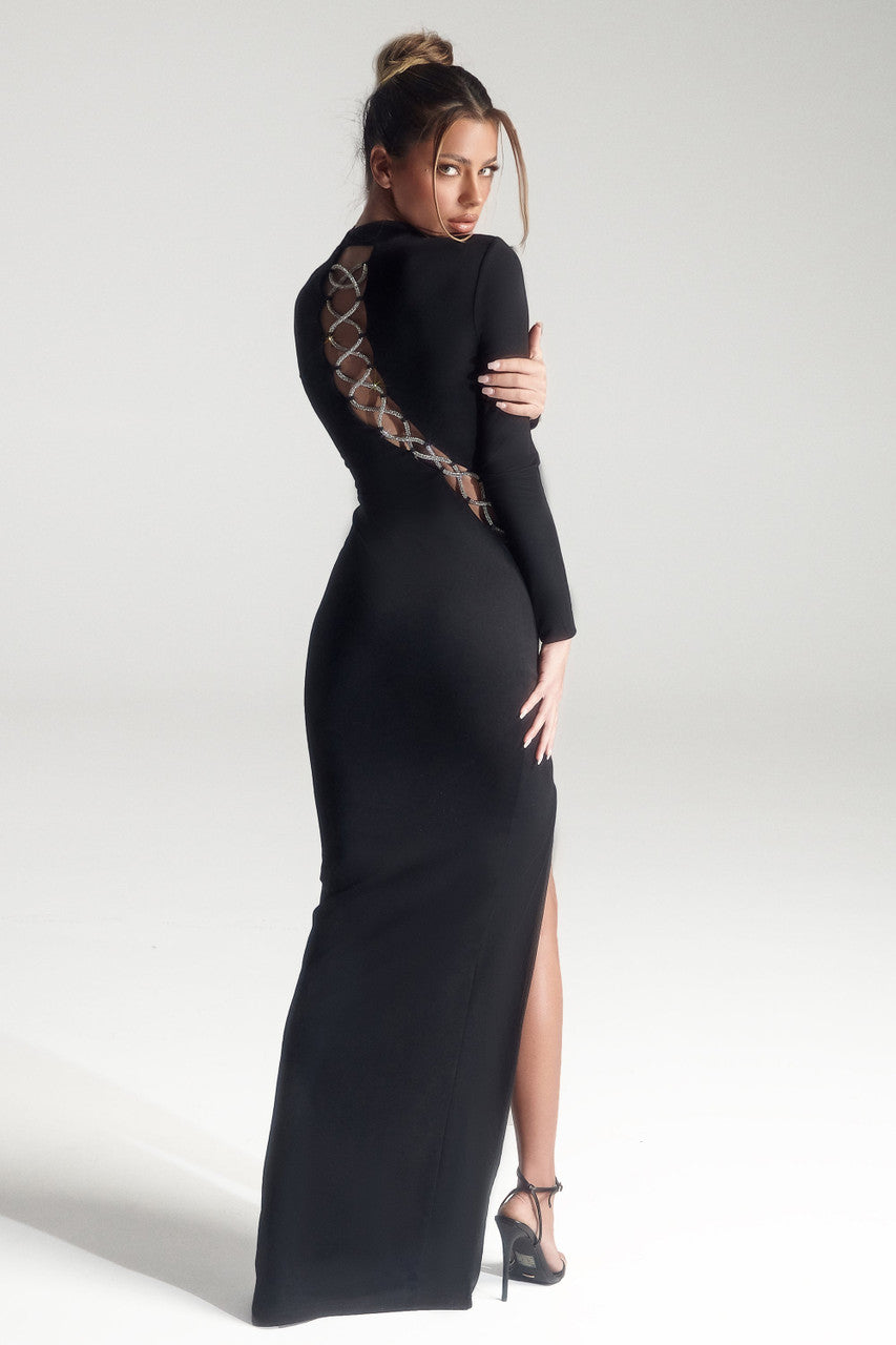 Prom Dresses Fitted Long Lace Formal Prom Dress Black
