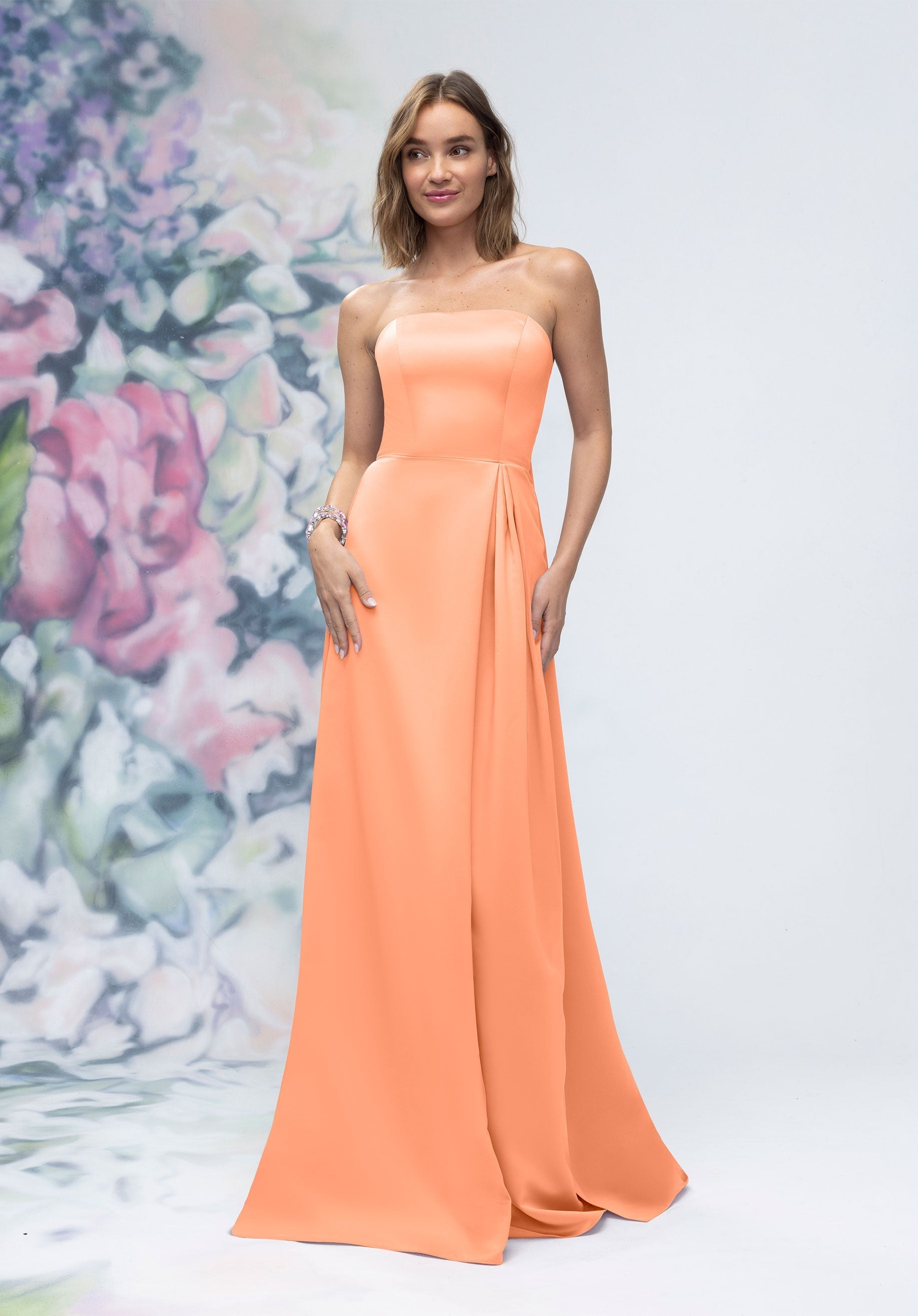 Formal Dresses Long Evening Formal Dress Peach-Satin-3030014-Pleated