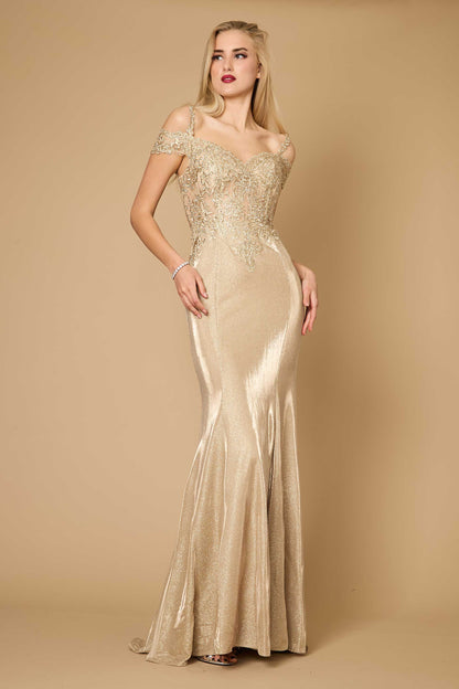 Formal Dresses Long Off Shoulder Lace Formal Evening Dress Gold