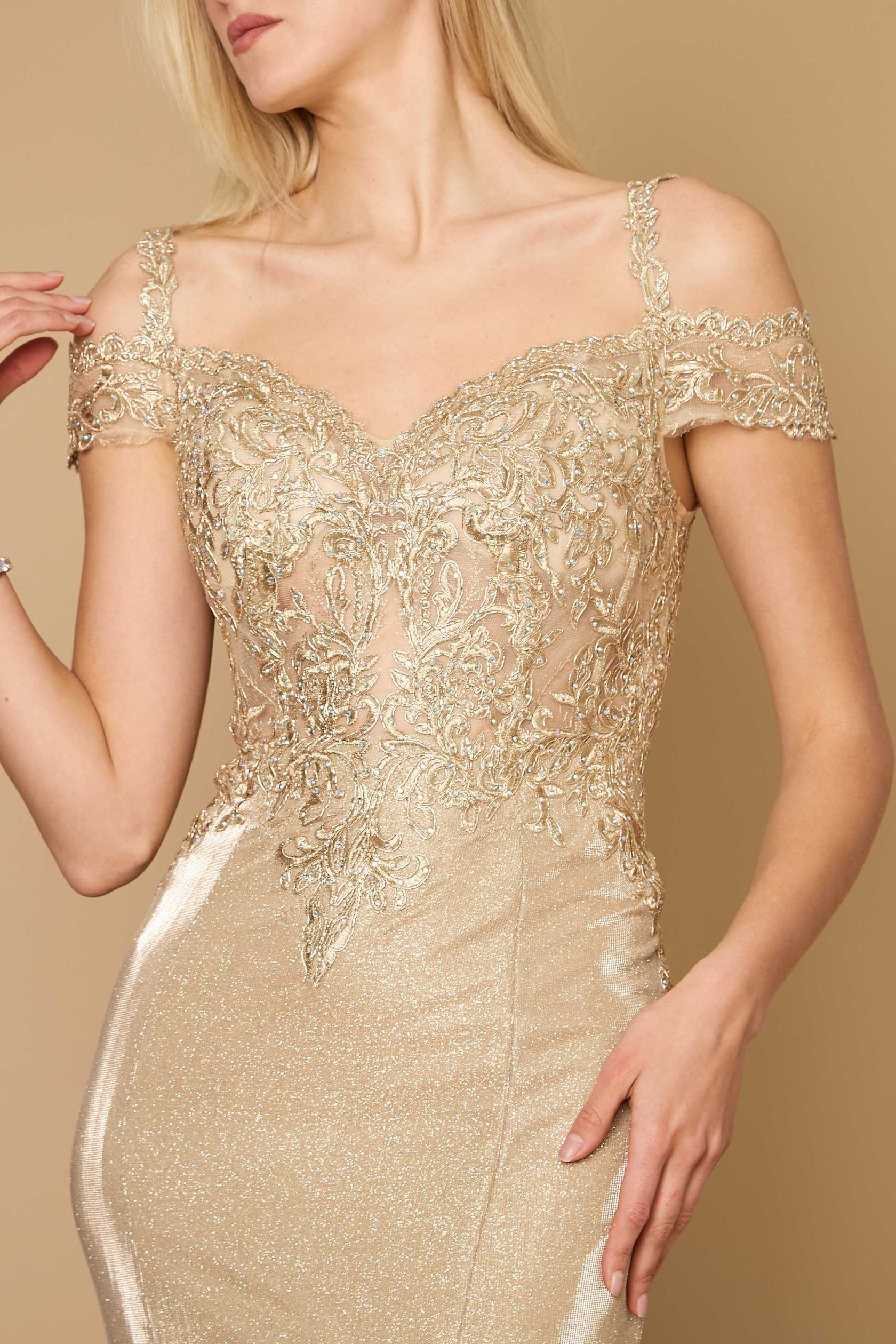 Silver Dylan & Davids Long Off Shoulder Lace Formal Evening Dress for ...