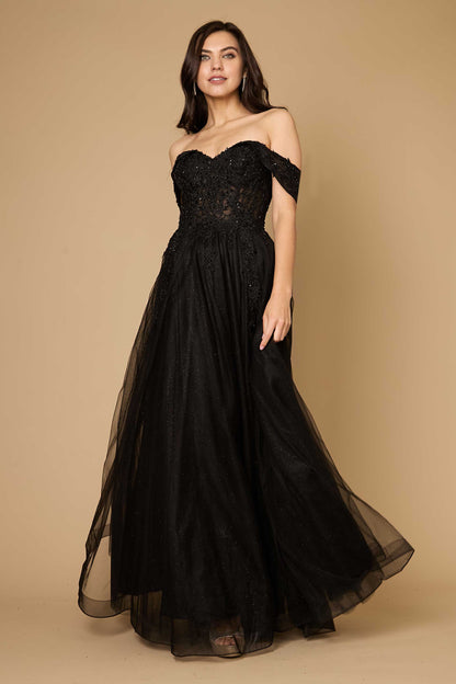 Formal Dresses Long Off Shoulder Corset Formal Dress Black