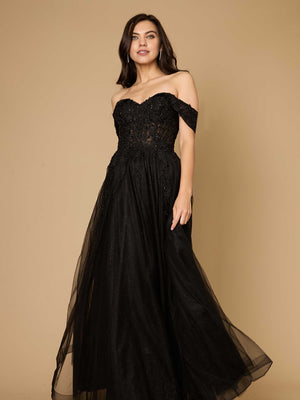 Long Off Shoulder Corset Formal Dress