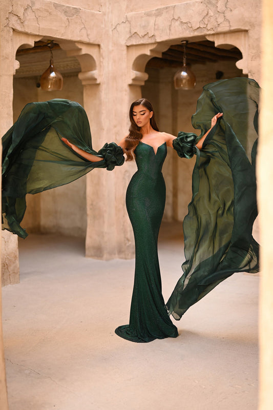 Prom Dresses Long Formal Fitted Prom Mermaid Dress Emerald