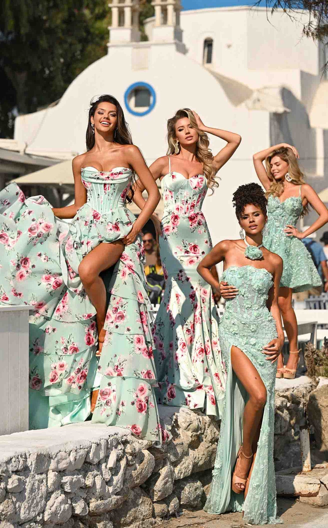 Prom Dresses Long Formal Slit 3D Floral Corset Prom Dress Portia and Scarlett PS26011 Mint
