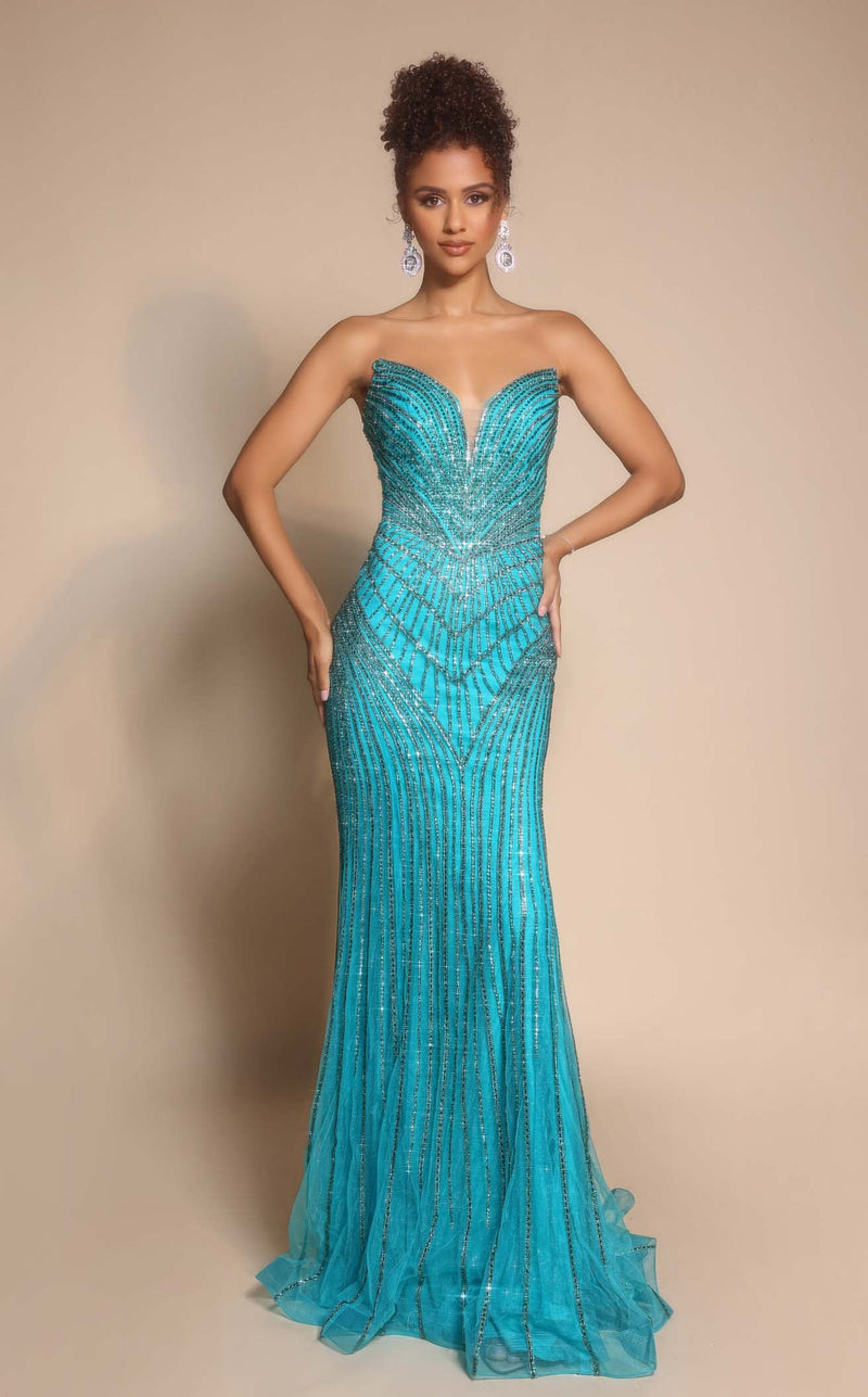 Prom Dresses Floral Lace Formal Long Corset Beaded Prom Dress Peacock