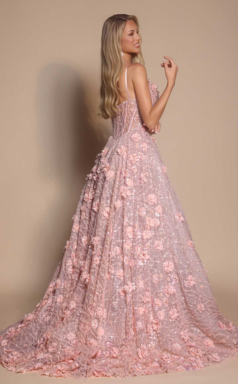 Prom Dresses Corset Formal Long Sequin Beaded Prom Dress Pink
