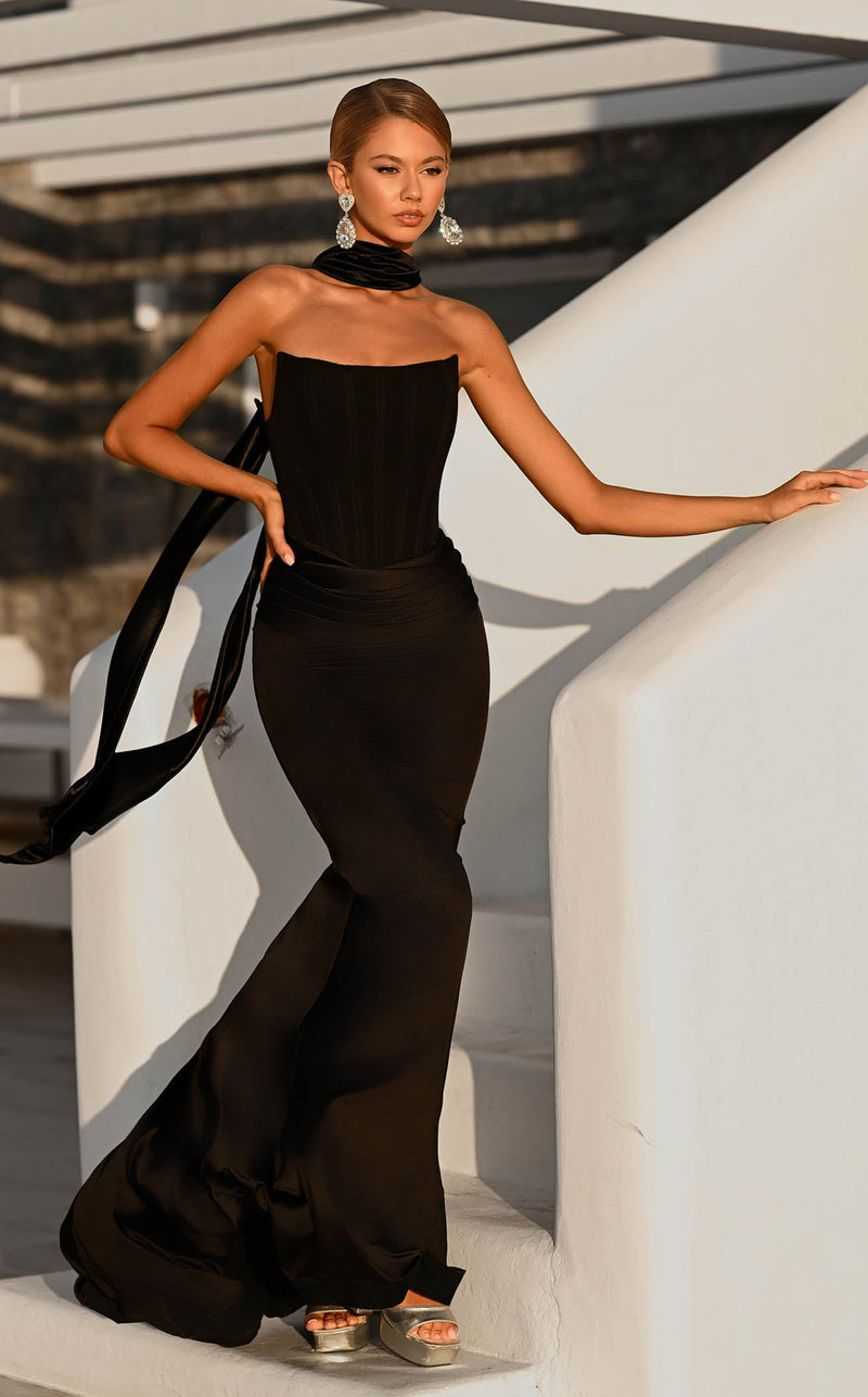 Prom Dresses Mermaid Long Formal Corset Prom Dress Black