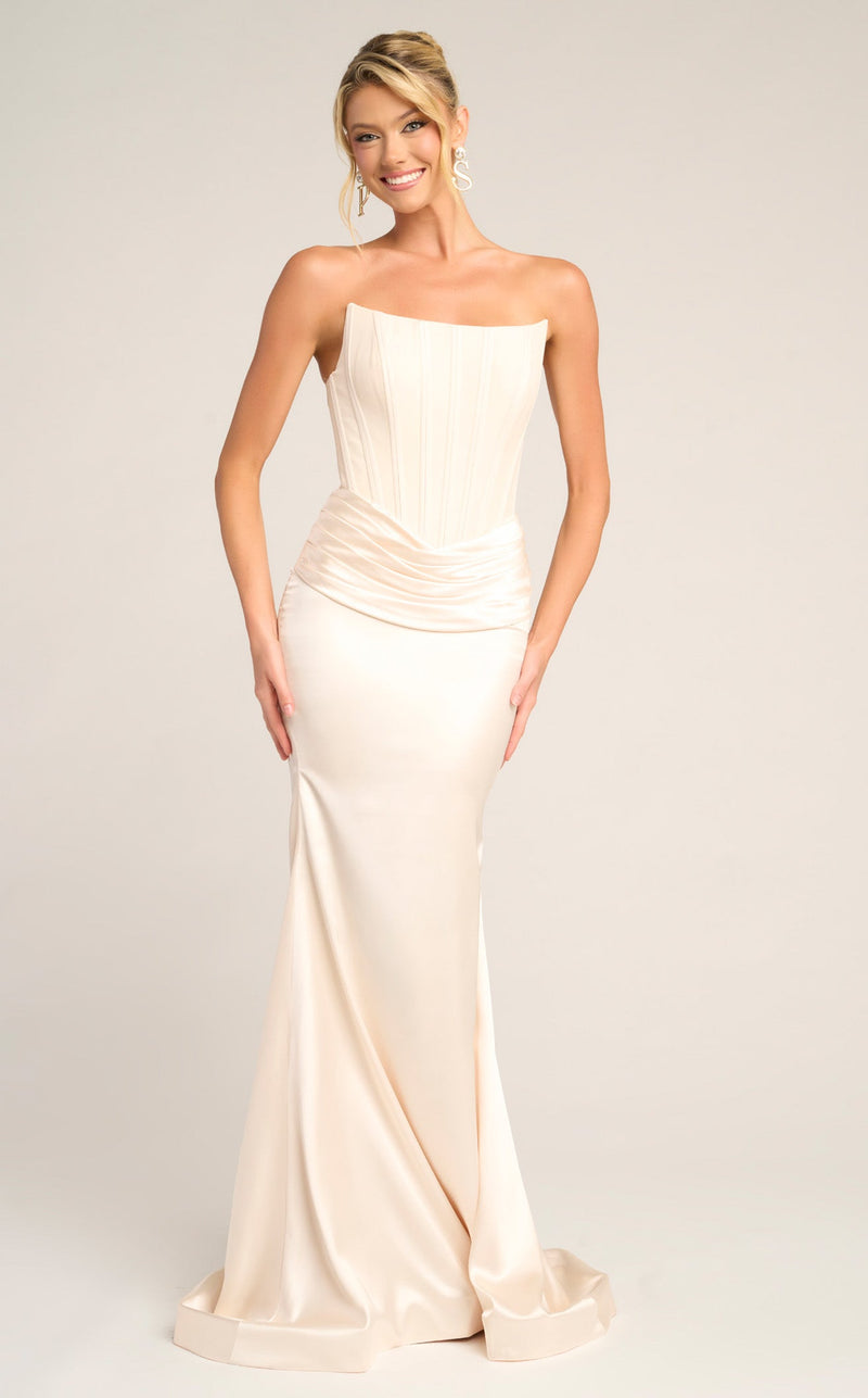 Prom Dresses Mermaid Long Formal Corset Prom Dress Cream